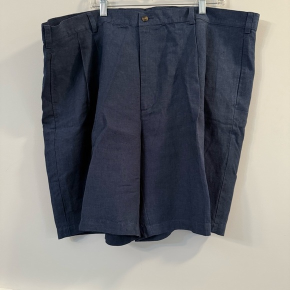 Men’s Joseph A Banks blue linen khaki shorts size 48 - Picture 2 of 7